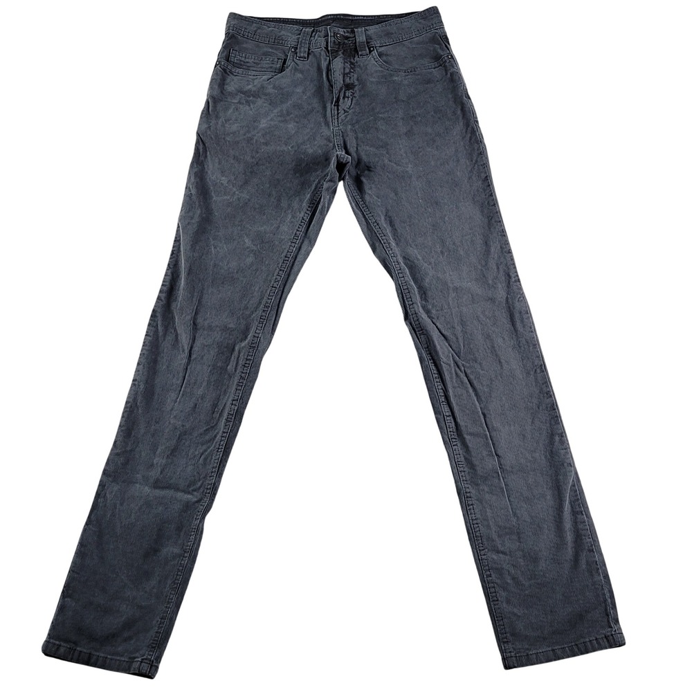 Prana Corduroy Pants Men's Size 28x32 Dark Grey Slim Fit Organic Cotton Stretch